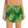 thumbnail image 4 of Lsque Green Flower Printed Women's Running Shorts with Liner Pockets,Elastic Quick Dry Workout Athletic Gym Yoga Shorts,Womens High Waist Shorts-Small, 4 of 9