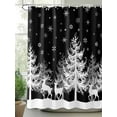 thumbnail image 2 of Christmas Black Shower Curtain Set, Waterproof Shower Curtains for Bathroom, White Xmas Tree Elk Winter Snowflake Washable Fabric Cloth Bath Curtain for Bathtub Decoration with Hooks 48x72 Inches, 2 of 6
