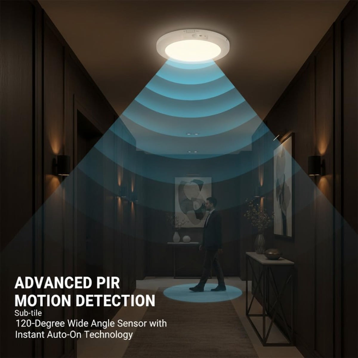 Rechargeable Ceiling Light with Remote: Motion Sensor, 3 Color Temps, Battery Operated, No Wiring