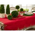 thumbnail image 4 of Fennco Styles Pandoro Collection Holiday Embroidered Christmas Tree Cutwork Border 67 x 160 Inch Tablecloth – Red Table Cloth for Christmas Dinner, Family Gathering, Special Events and Home Décor, 4 of 4
