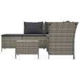 thumbnail image 4 of vidaXL Patio Lounge Set with Cushions Poly Rattan Sofa 3/4 Piece Black/Gray, 4 of 11