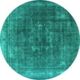 thumbnail image 1 of Ahgly Company Indoor Round Oriental Turquoise Blue Industrial Area Rugs, 7' Round, 1 of 4
