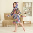 thumbnail image 4 of FORMRS Niños Bathrobe Unisex Hooded Robe Soft Plush Pajamas Sleepwear, Size 10-12T, Blue Jam, 4 of 7