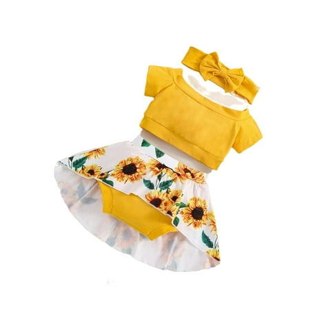 

Boho Floral Print Boat Neck Short Sleeve Multicolor Baby Sets (Baby s)