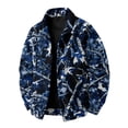 thumbnail image 2 of GrmtClth Retro Mens Leaf Camo Lightweight Lapel Jacket Long Sleeve Snap Placket Relaxed Fit Daily Walking Outerwear Blue M, 2 of 8
