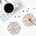 thumbnail image 4 of Honeii Abstract Marble Texture print Leather Coaster Set of 4, ideal for safeguarding your furniture from drinks spills and effortless cleanup-Hexagon, 4 of 6