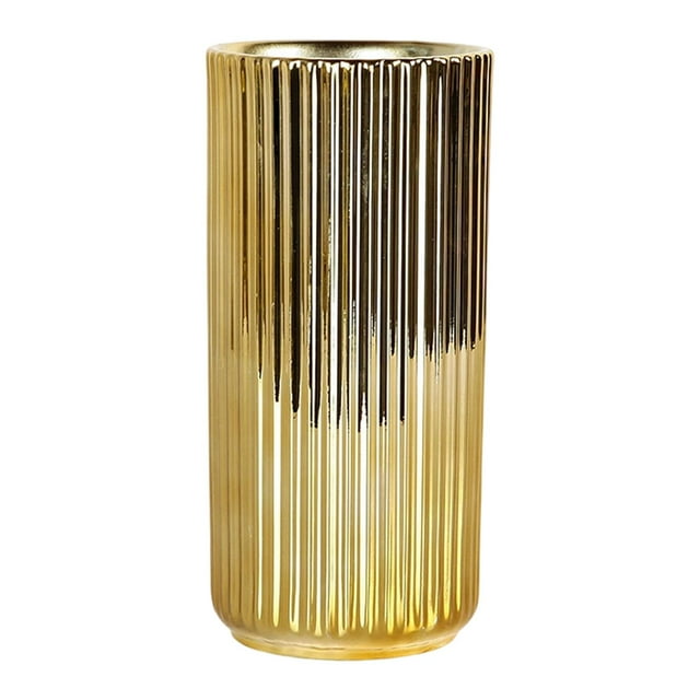 DOLITY Gold Ceramic Flower Vase Centerpiece Living Room Entryway Party Plant Holder 11cmx24cm