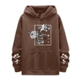 thumbnail image 3 of MHFRRA Sudadera con Capucha y Estampado Floral para Hombre, Informal, con Cordón y Manga Larga Café, 3 of 4