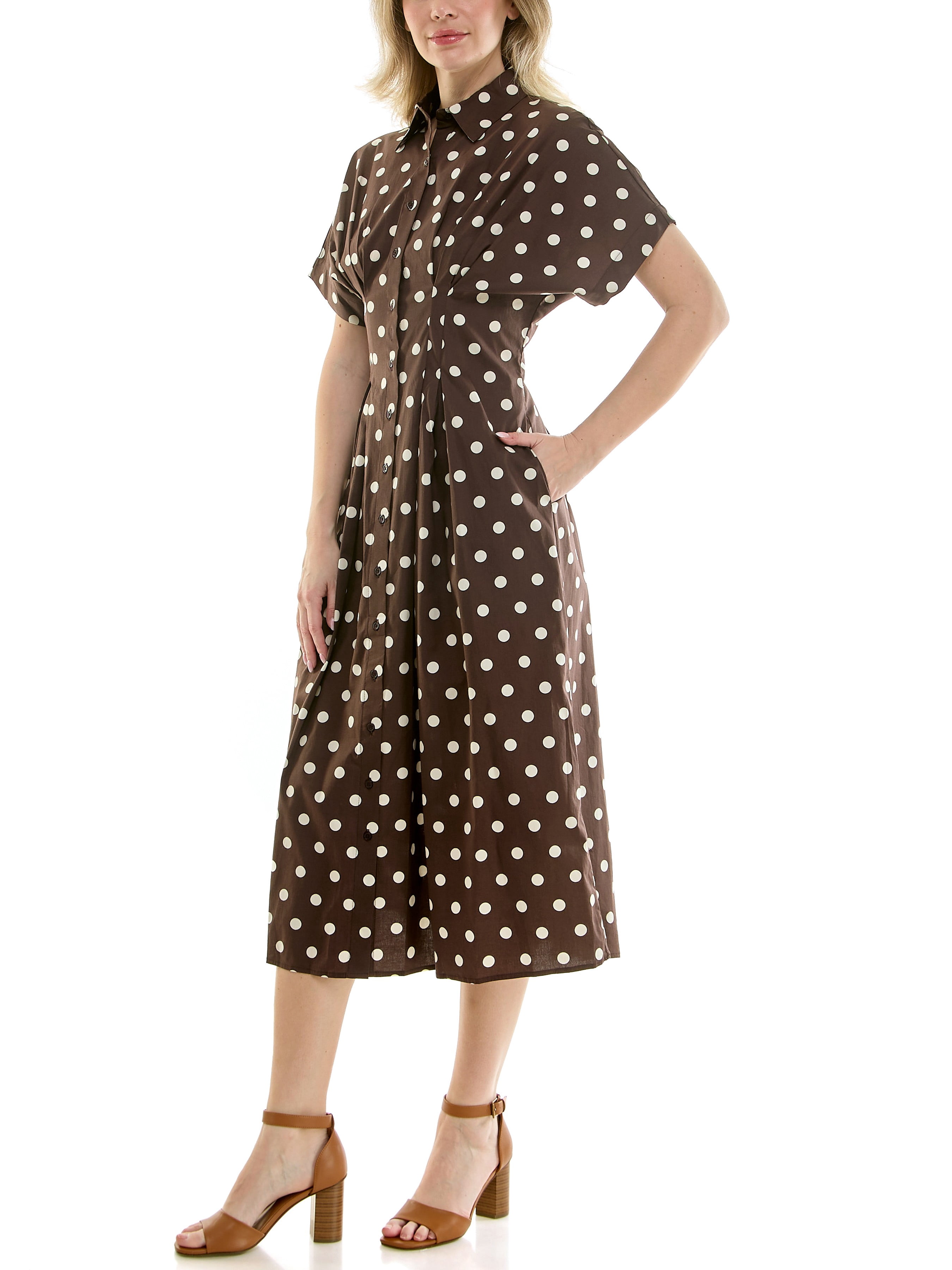 Nicole Miller Pintuck Waist Shirtdress, Sizes 4-16