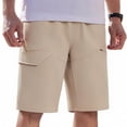 thumbnail image 5 of Gamivast Cargo Shorts for Men Hiking Quick Dry Outdoor Utility Shorts with Zipper Pocket Elastic Waist Belt Loops Lightweight Fishing Travel Tactical Work Shorts Beige L, 5 of 6
