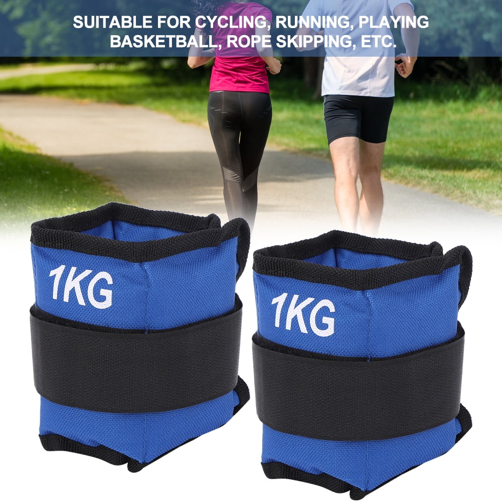LAZIOEGR 2Pcs 2.2 lbs / 1KG Adjustable Leg Ankle Wrist Sandbag Weights Strap Strength Training Equipment for Gym Fitness Yoga Running