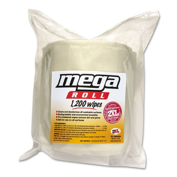 2XL, TXLL420CT, Mega Roll Wipes Refill, 2 / Carton, White