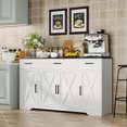 thumbnail image 1 of 4-door moderno estilo rural buffet gabinete con almacenamiento cajón y adjustable estante-perfect para kitchen dining room (blanca & negra), 1 of 9