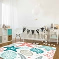 thumbnail image 3 of Area Rugs Indoor Non-Slip Rectangle Rug 4x6 Ft Summer Ocean Teal and Red Grey Coral Starfish Seashells Rug Rubber Backing Floor Mats Non Shedding Home Decor Carpet for Entryway Living Room, 3 of 8