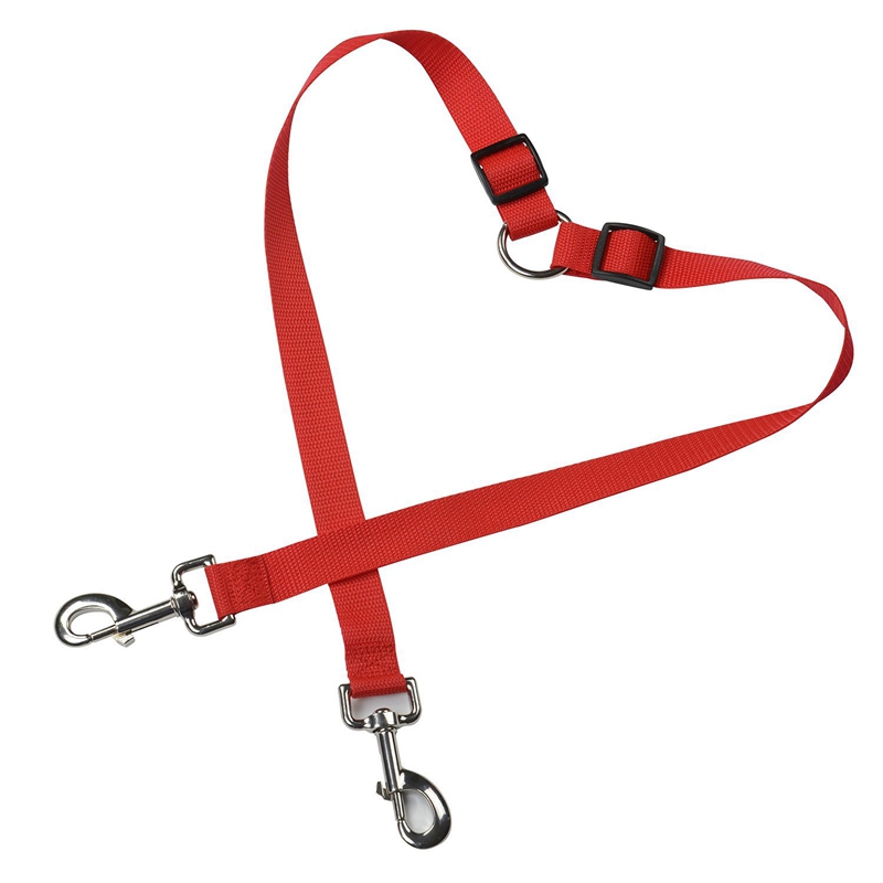Dual Double Dog Leash Coupler Suits All Dog Leash Two Dogs Adjustable Splitter Lead Red