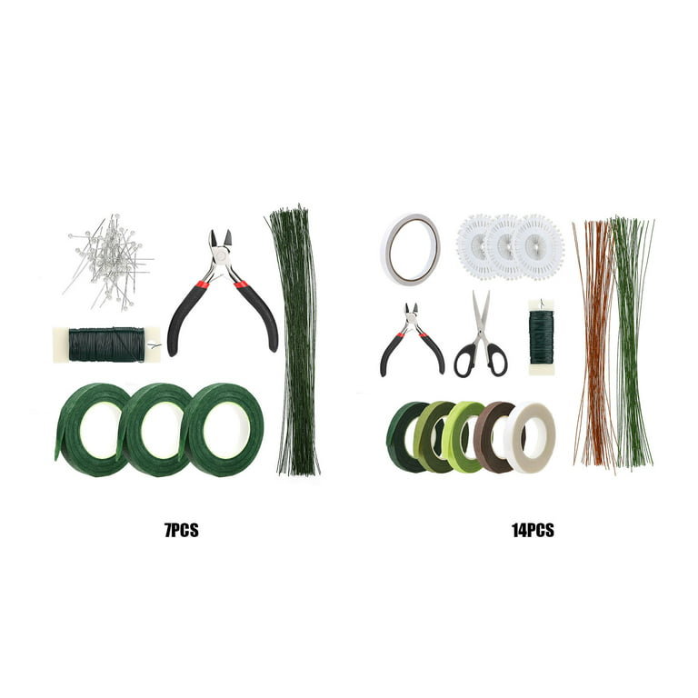 Floral Arrangement Kit ,Flower Arrangement Kit with Green Floral Tape and  Wire, Boutonniere Kit ,Artificial Flower, Flower Bands and Threads, Brooch