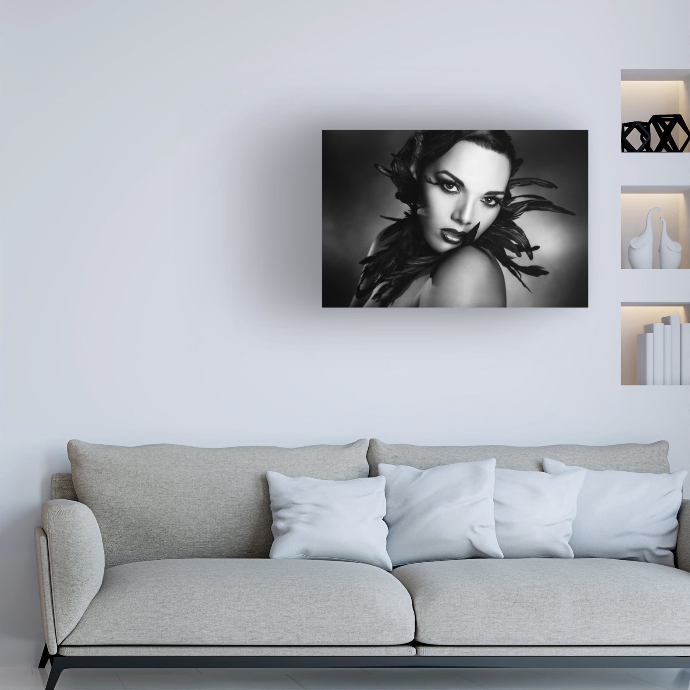 Canvas Wall Art - Peppe Tambe 'The Black Feathers' Wall Art for Living Room, Bedroom, or Office Décor by Trademark Fine Art - 19 x 12 Inches