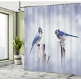 thumbnail image 5 of Ambesonne Animal Shower Curtain, Jay Birds Perching on Log, 69"Wx70"L, Pale Purpleblue and Sea Blue, 5 of 5