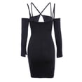 thumbnail image 4 of SAYOO Vestido ajustado de manga larga para mujer, correa de espagueti ahuecada Color sólido Cremallera trasera Fiesta de noche Club Boda de una sola pieza SAYOO S M L, 4 of 9
