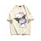 thumbnail image 3 of Camiseta de manga corta de algodón de estilo universitario sencillo para niñas de Hello Kitty, Top holgado con cuello redondo que combina con todo para niños, 3 of 5
