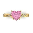 thumbnail image 2 of 2.1ct heart cut pink Zircon 14k yellow gold Bridal Wedding Engagement Promise Anniversary Ring for Women size 10.75, 2 of 7