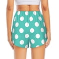 thumbnail image 2 of Lsque Teal Turquoise And White Polka Dot Printed Women's Running Shorts with Liner Pockets,Elastic Quick Dry Workout Athletic Gym Yoga Shorts,Womens High Waist Shorts-Medium, 2 of 9