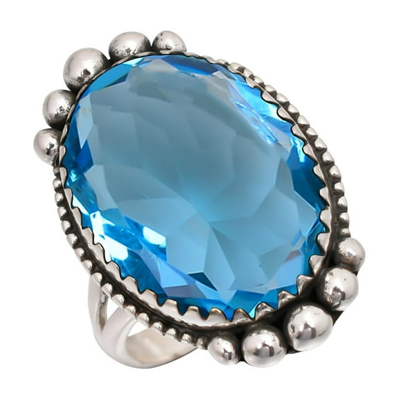 Blue Topaz Gemstone 925 Sterling Silver Ring, 20X15 mm Oval Gemstone Ring, Blue Ring, Christmas Gift, Unique Jewelry Ring, Adjustable Ring V7910R21273