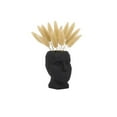 thumbnail image 3 of Modern Geometric Face Vase - Unique Head-Shaped Decorative Planter - Stoneware & Porcelain - Contemporary Art Decor for Home, Office, Bedroom, Living Room - 10" Black, 3 of 11