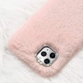 thumbnail image 2 of Funda de peluche para iPhone 11 Pro, bonita funda protectora peluda y esponjosa con pelo de conejo de imitación de cristal, funda suave para teléfono, 2 of 5