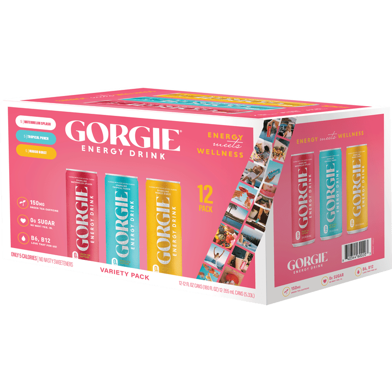 GORGIE Sparkling Energy Drink Variety Pack, 12 fl oz, 12 Pack photo 1