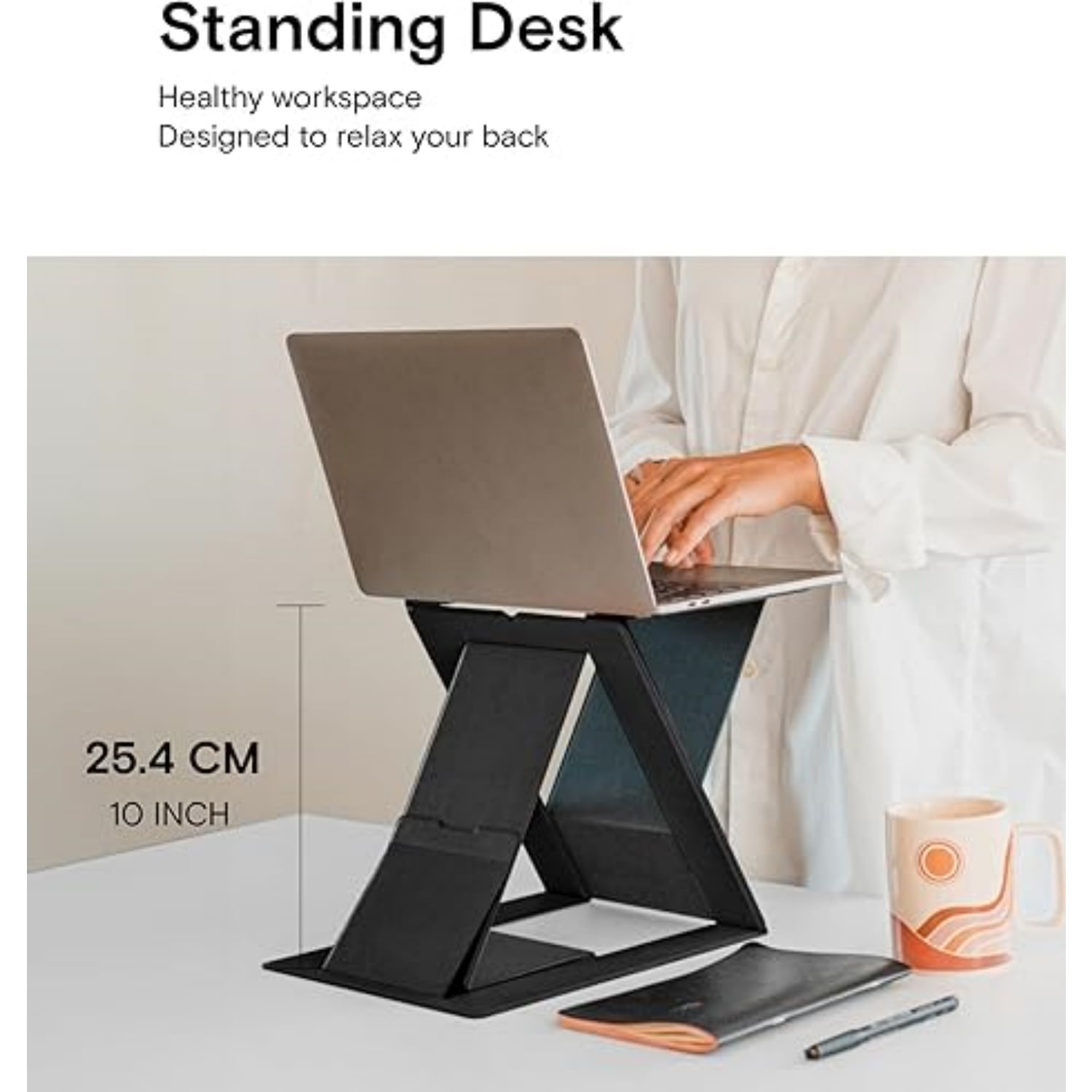 Folding Laptop Stand Lap Desk, Portable & Mini Computer Stand Laptop Desk for Travel and Home Office, Ergonomic Design with Adjustable Viewing Angles, Lightweight Computer Cooling Riser, Black