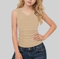 thumbnail image 2 of KyCheLot Ribbed Tank Tops for Girls V Neck Summer Solid Color Sleeveless Camisole Beach Vacation Fitted Tank Tops, 2 of 7