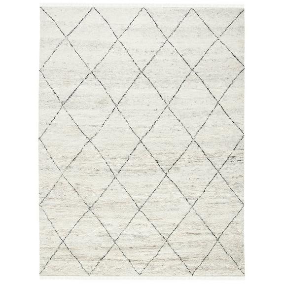 SAFAVIEH Casablanca Astrid Geometric Wool Area Rug, Ivory/Black, 8' x 10'