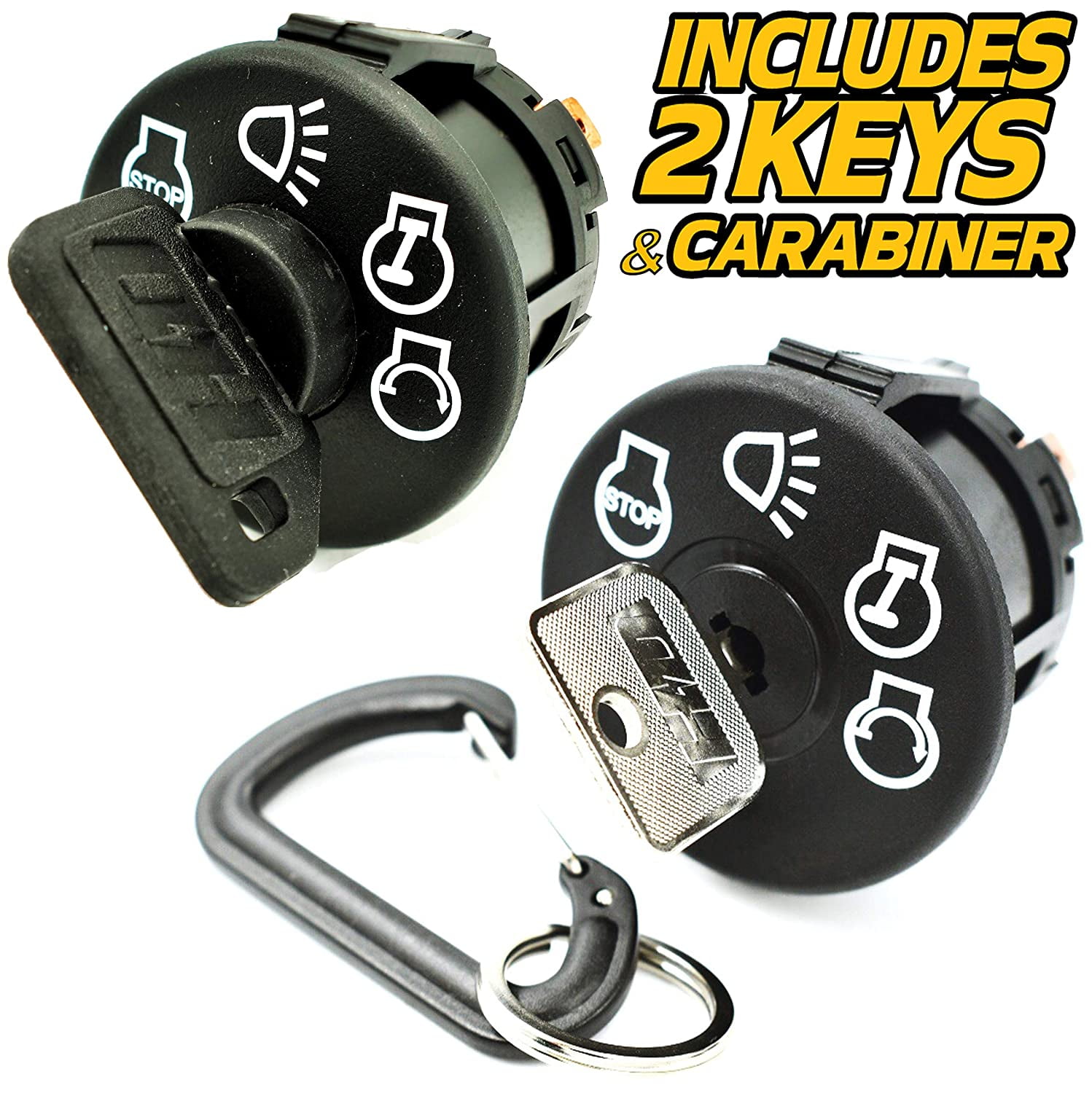 HD Switch Starter Ignition Switch For John Deere LA105 LA110 LA120 LA125 LA130 LA135 LA140 LA145 LA150 LA155 LA165 LA175 (Includes 1 Umbrella Key w/DUST Shield, 1 Steel Key & Carabiner)