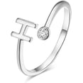 thumbnail image 1 of HAHDAXIA Silver Plated Initial 26 Alphabet Open Adjustable Mid Finger Ring Dainty Inlaid Crystal Jewelry, 1 of 7
