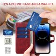 thumbnail image 2 of Vintage Wallet Case for iPhone 14 Pro Designed with Card Slots Cash Holder Retro Button Flip Cover, Luxury PU Leather Kickstand Soft Silicone Shockproof Case for iPhone 14 Pro,Red, 2 of 6