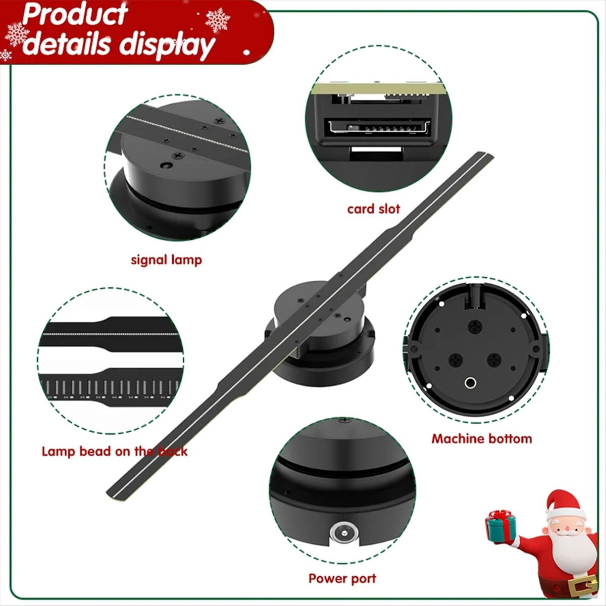 42cm 3D Hologram Projector Fan LED Sign Holographic Player Support Image Bar Advertising Display Light US PLUG