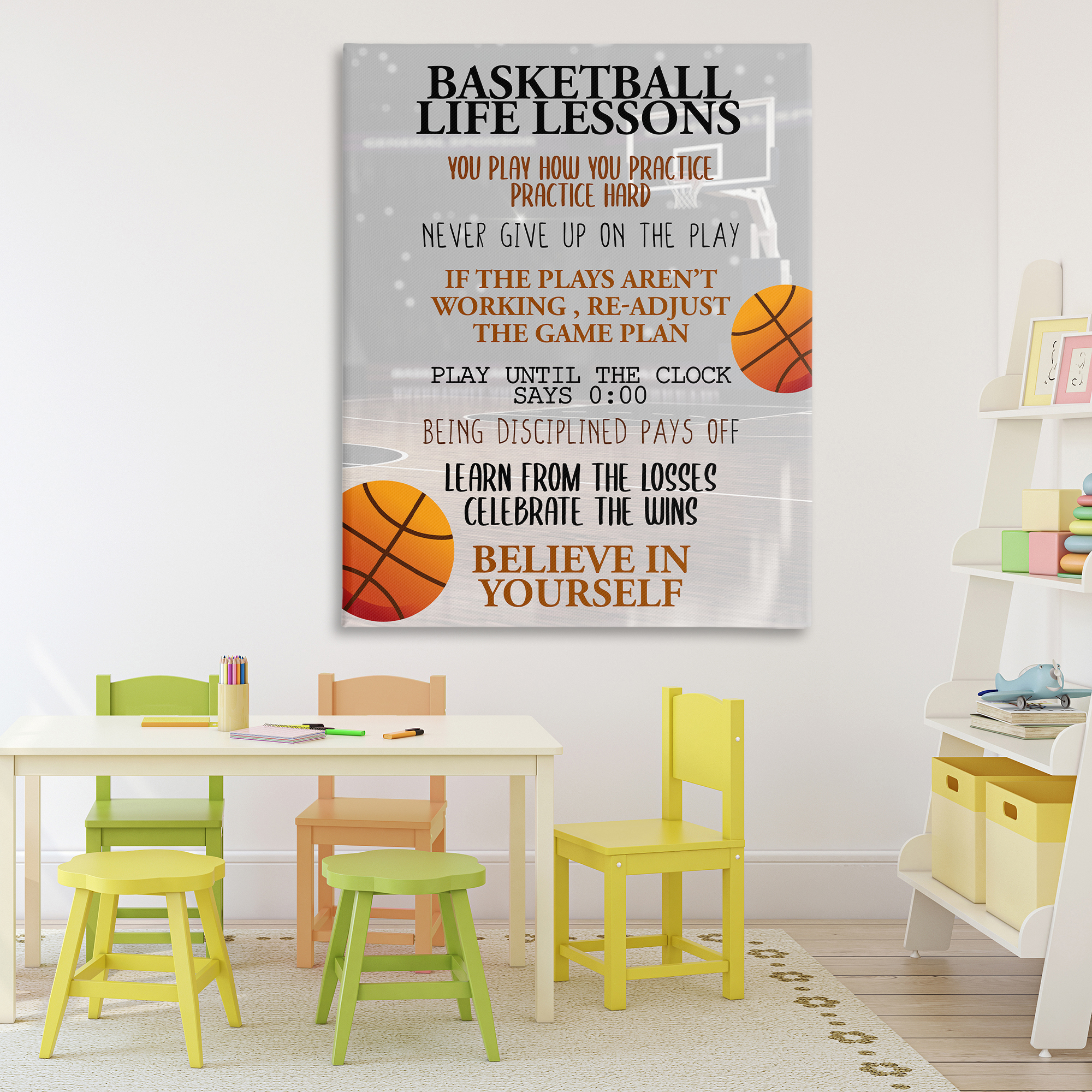 Basketball Life Lessons Canvas Wall Art, design by Kim Allen