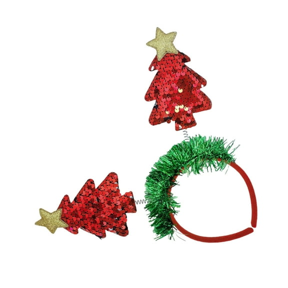 FENOHREFE Shining Christmas Tree Headband Christmas Decorative Hairhoop New Year Party Festival Decors Family Gathering Headpiece