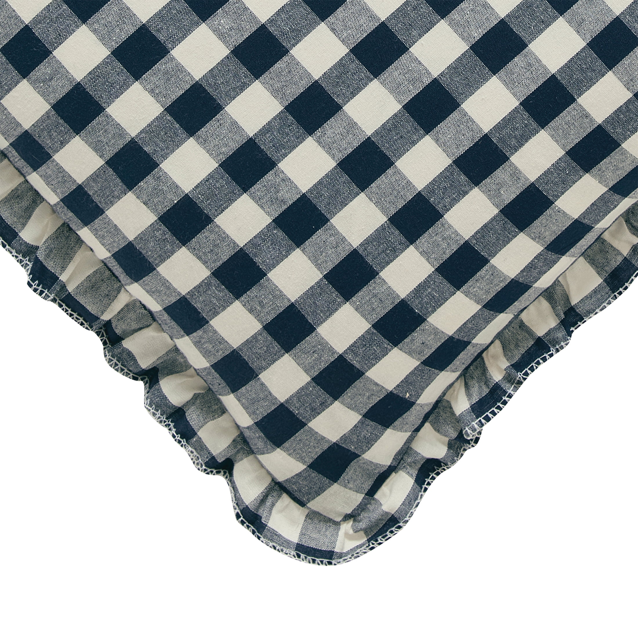 My Texas House 18" x 18" Ivory/Blue Micro Gingham Decorative Pillow