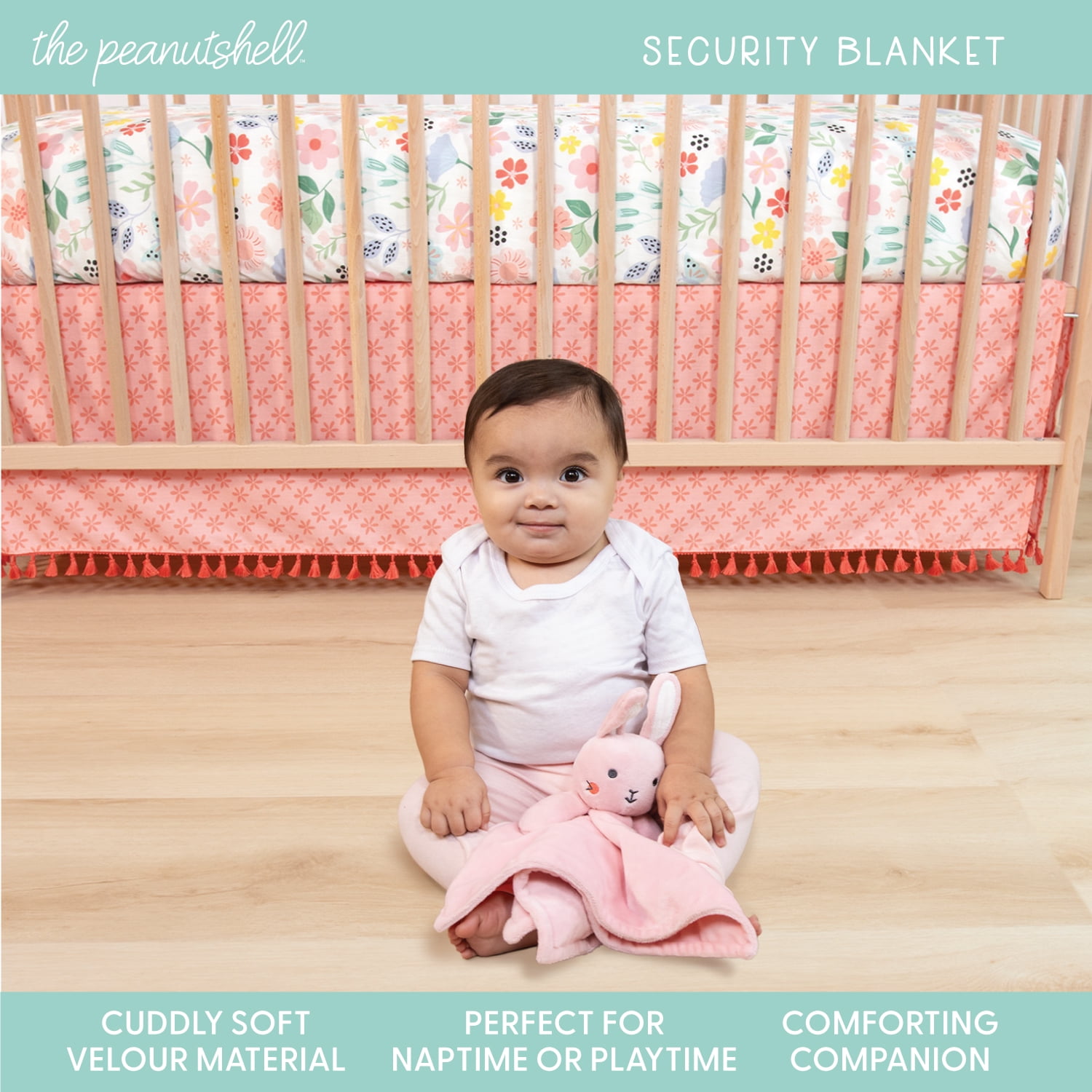 The Peanutshell Floral Baby Crib Bedding Set with Play Mat, Plush, Fitted Sheet & Crib Skirt