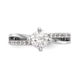 thumbnail image 4 of Solid 14k White Gold Diamond Round Diamond Side-Stones with CZ Cubic Zirconia Center Stone By-Pass Engagement Ring Size 7, 4 of 8