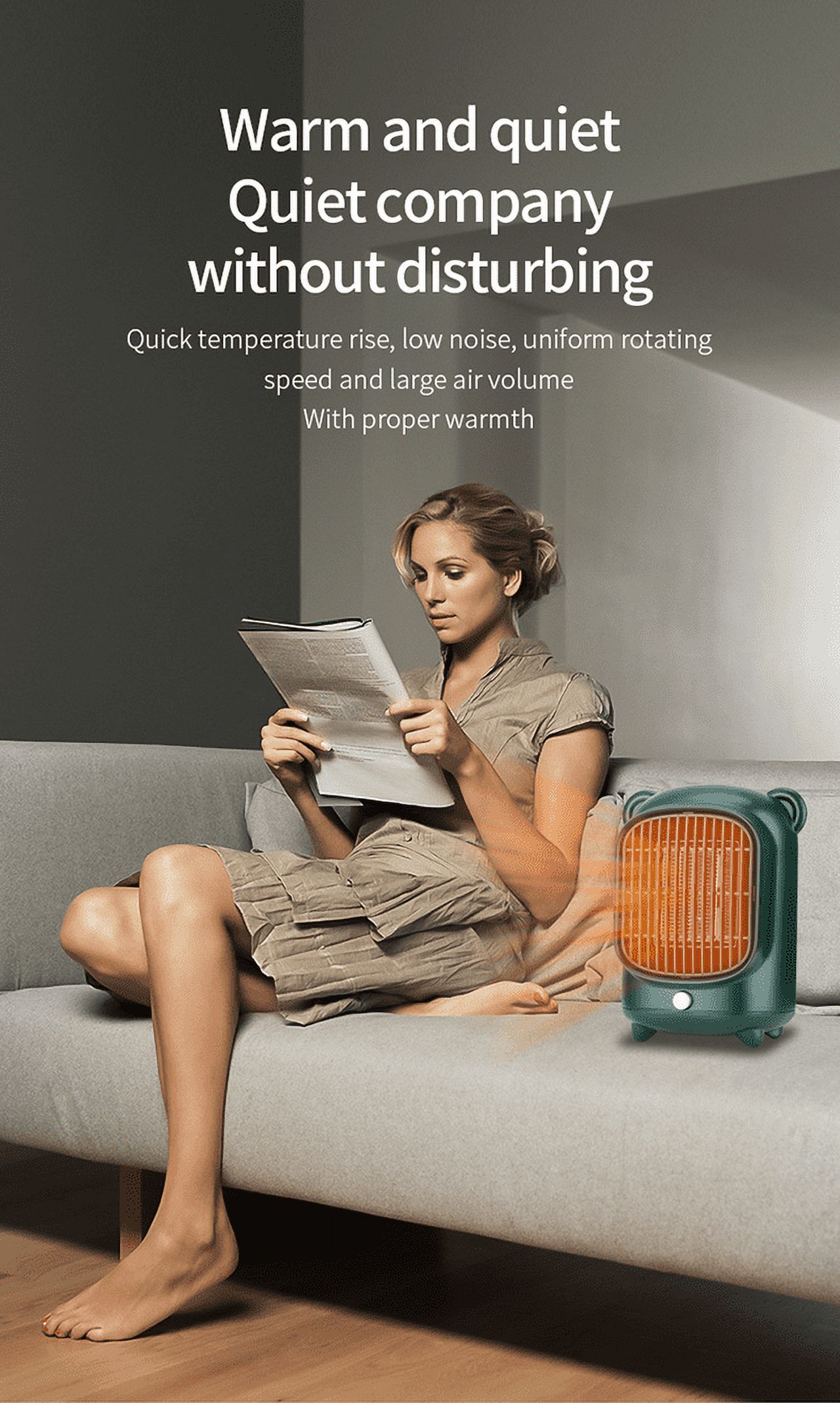 Mini Electric Space Heater Desktop Heating Fan 500W, Black