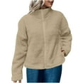 thumbnail image 2 of Hvyesh Women's Fleece Jackets Full Zip High Collar Coats Soft Fuzzy Cropped Coat Long Sleeve Casual Outdoor Jacket, 2 of 7