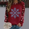 thumbnail image 2 of Gibobby Sudadera Navidad mujer Sudadera casual para mujer con estampado de Navidad, cuello redondo, camisetas casuales de manga larga, camisas de entrenamiento(Vino,XG), 2 of 5