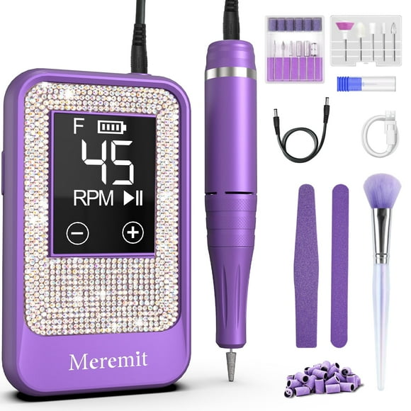 Taladro de uñas Meremit Professional inalámbrico 45000 RPM con 12 puntas