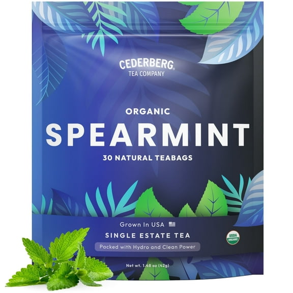 Cederberg Tea Company Organic Spearmint Tea  Bags – 30 Count Herbal Tea | Caffeine and GMO Free| Zero-Calorie & Gluten-Free