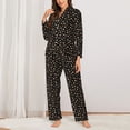 thumbnail image 2 of Honeii Flower Pattern On Black print Women's Pajama Sets Long Sleeve Button Down Sleepwear Nightwear Soft Pjs Lounge Sets-XX-Large, 2 of 7