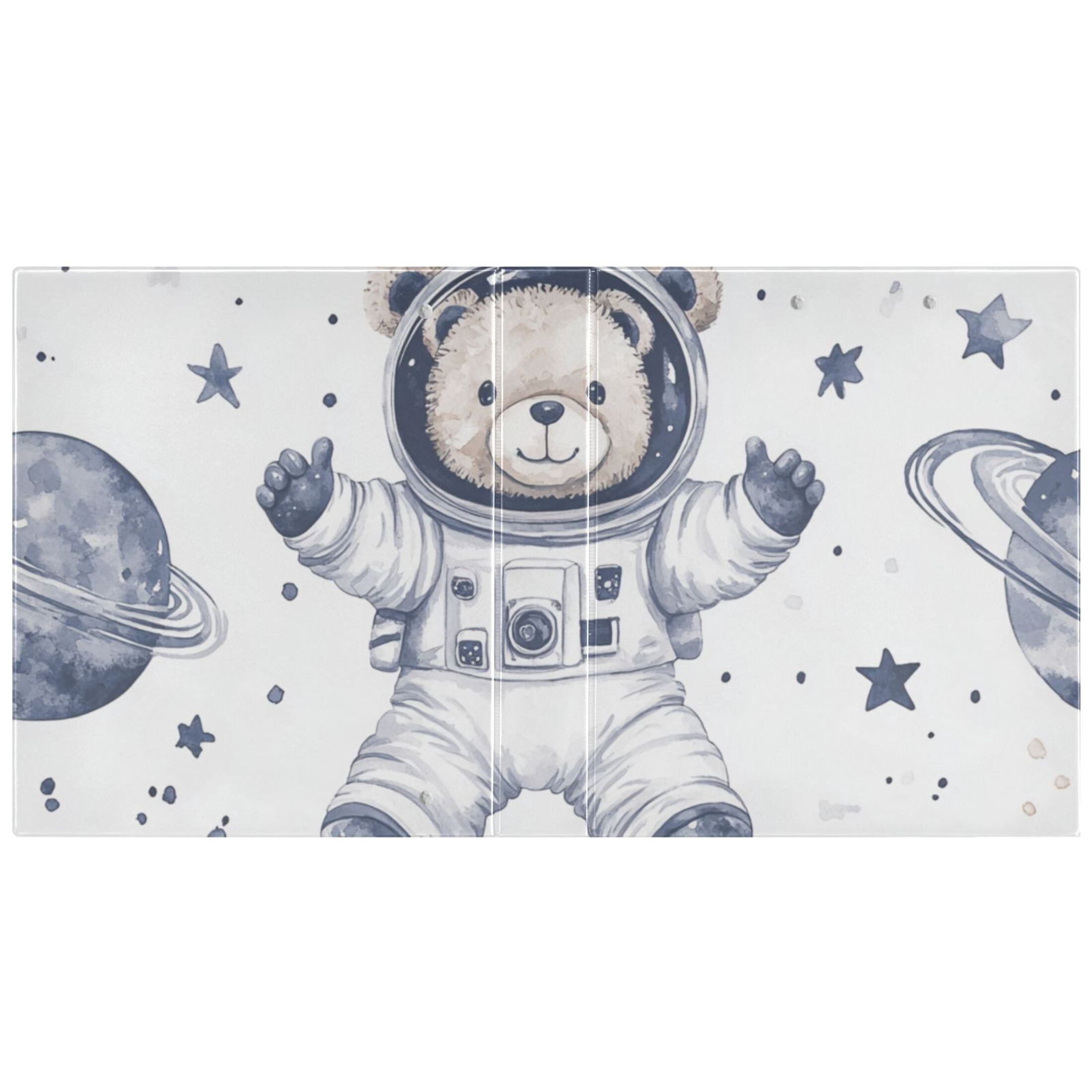 Bear Astronaut Stars Planet 3 Ring Binders 1.5 inch Hardcover File Folders with Interior Pockets A4 Size Organizer for School Office Hospital Set of 2