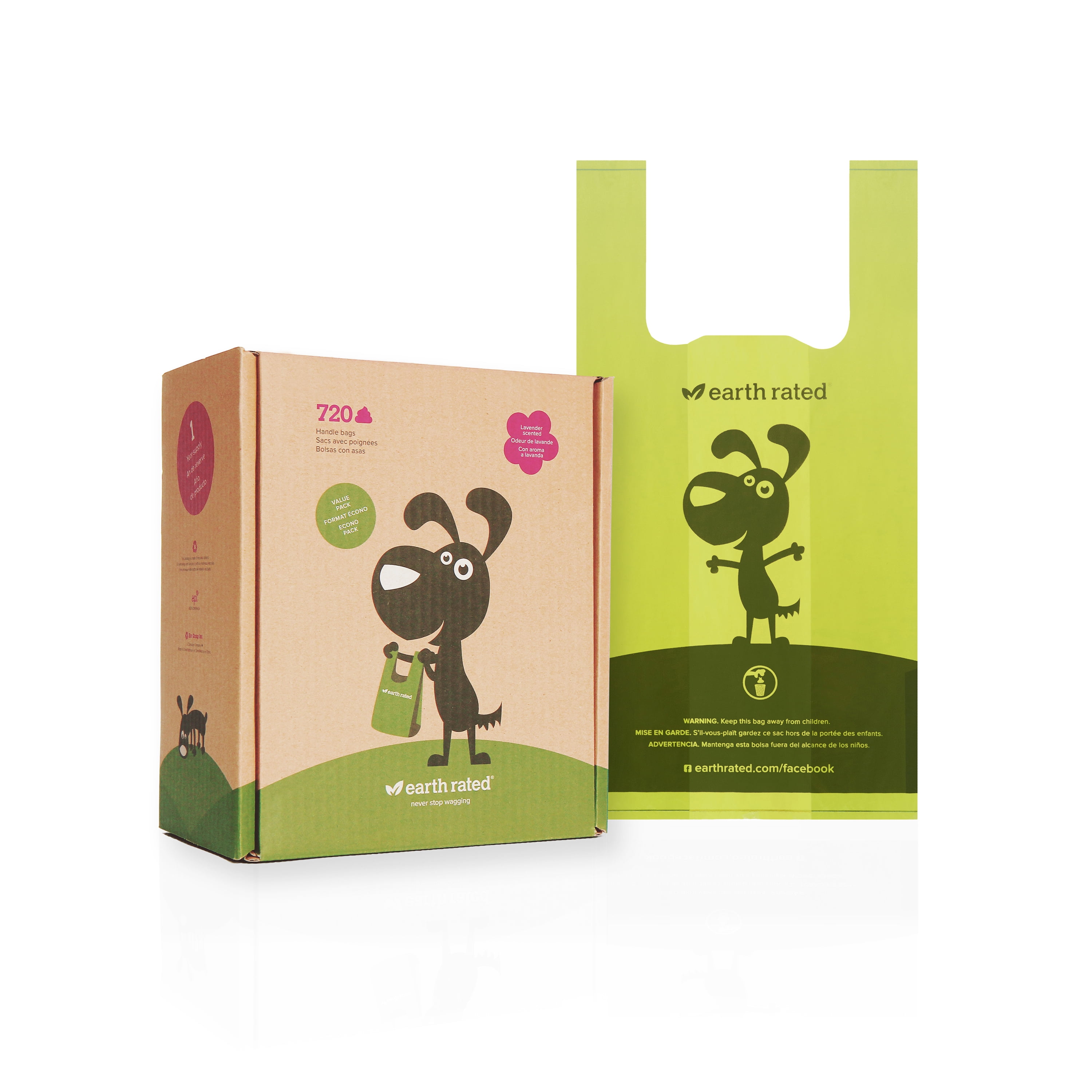 Earth Rated Dog Poop Bags with Handles, Easy Tie and Guaranteed